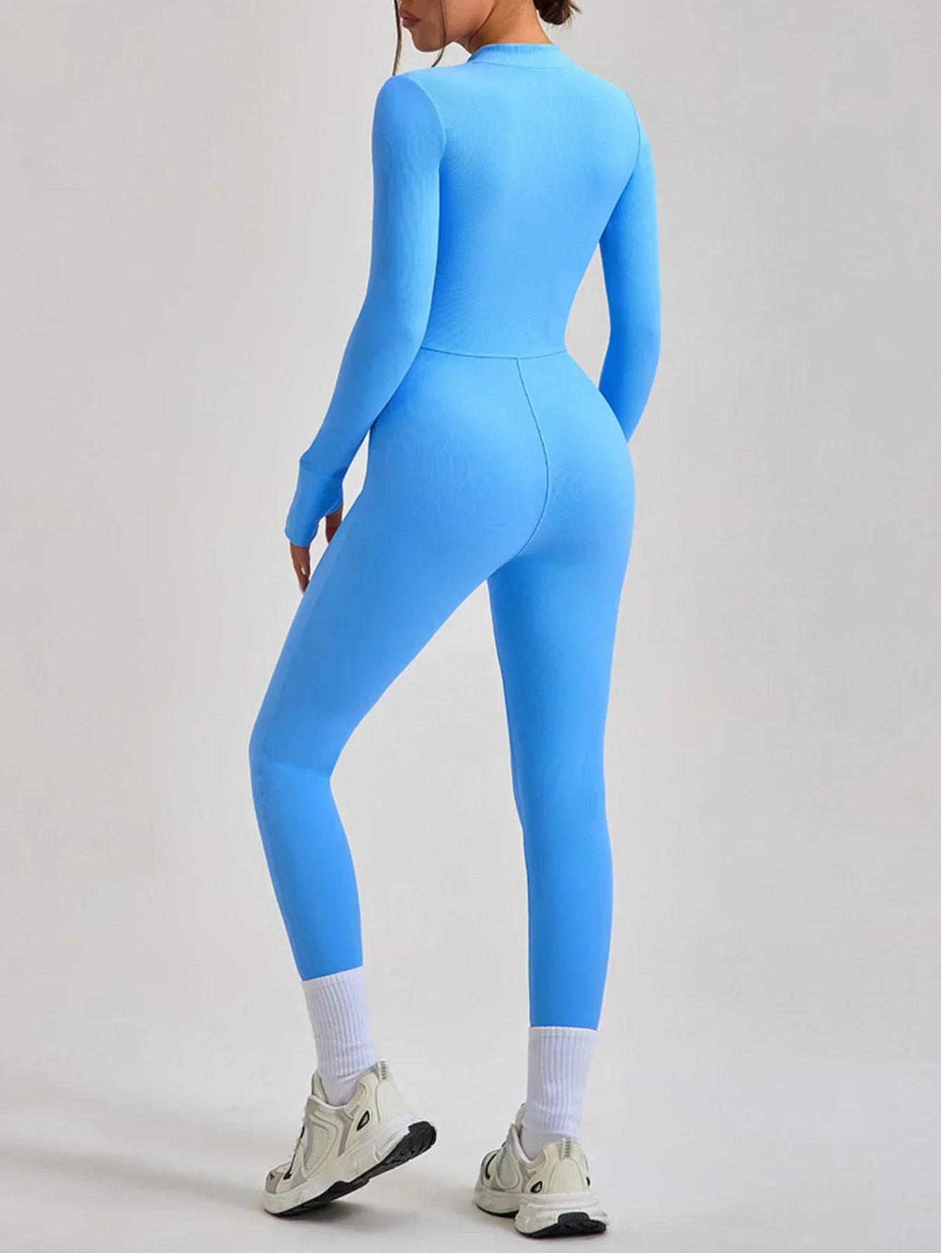 Yoga Jumpsuit Women's Sport Bodysuit Solid Color Zipper Long Sleeve Pants Sexy Slimming Fitness Wear Gym Pilates Training 2025
