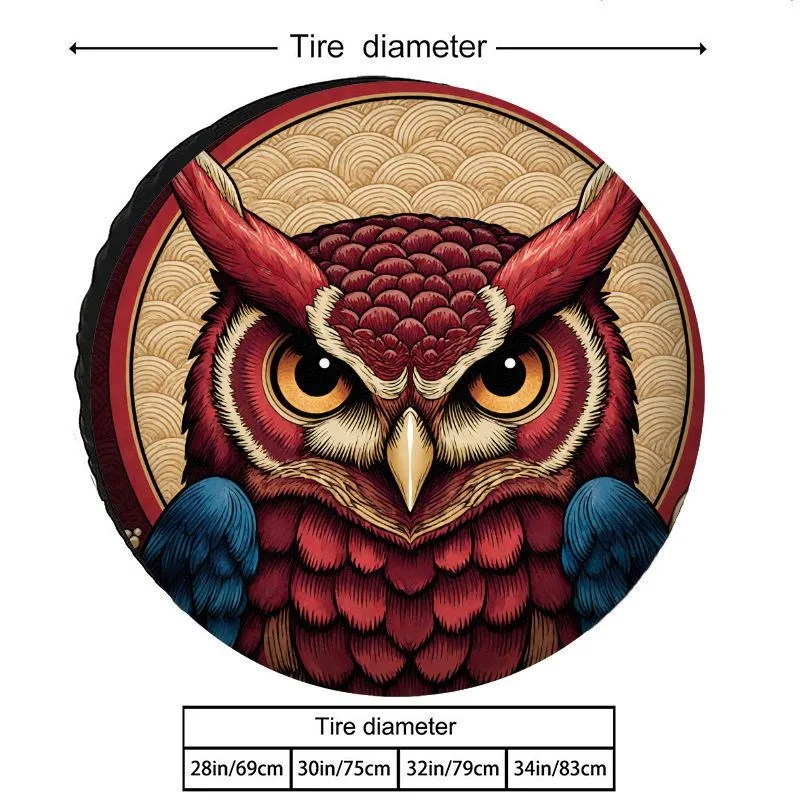 

Vintage Art Owl Tire Cover Protective Polyester Fiber Decorative Protector for SUVs Trucks
