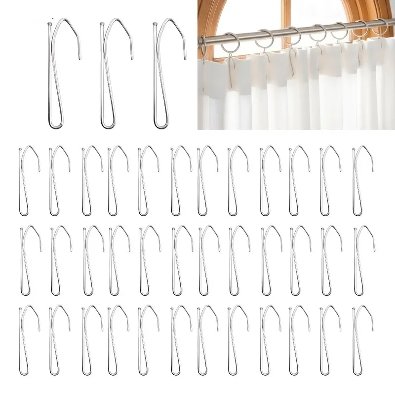 59 pcs Easy Simple Operation Single Prong Curtain Clips, great for Bathroom Fabric Hanging, Silver Iron Material
