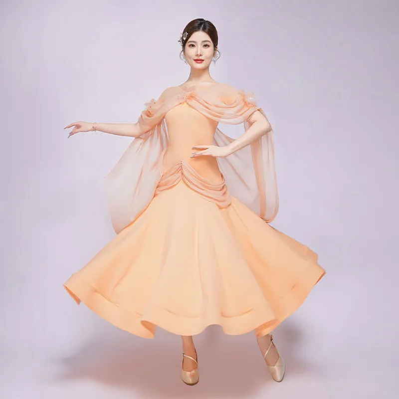 Moderne dansjurk voor dames en volwassenen, nieuwe ballroomdans, wals, ballroomdans, grote swingjurk prestatie-outfit