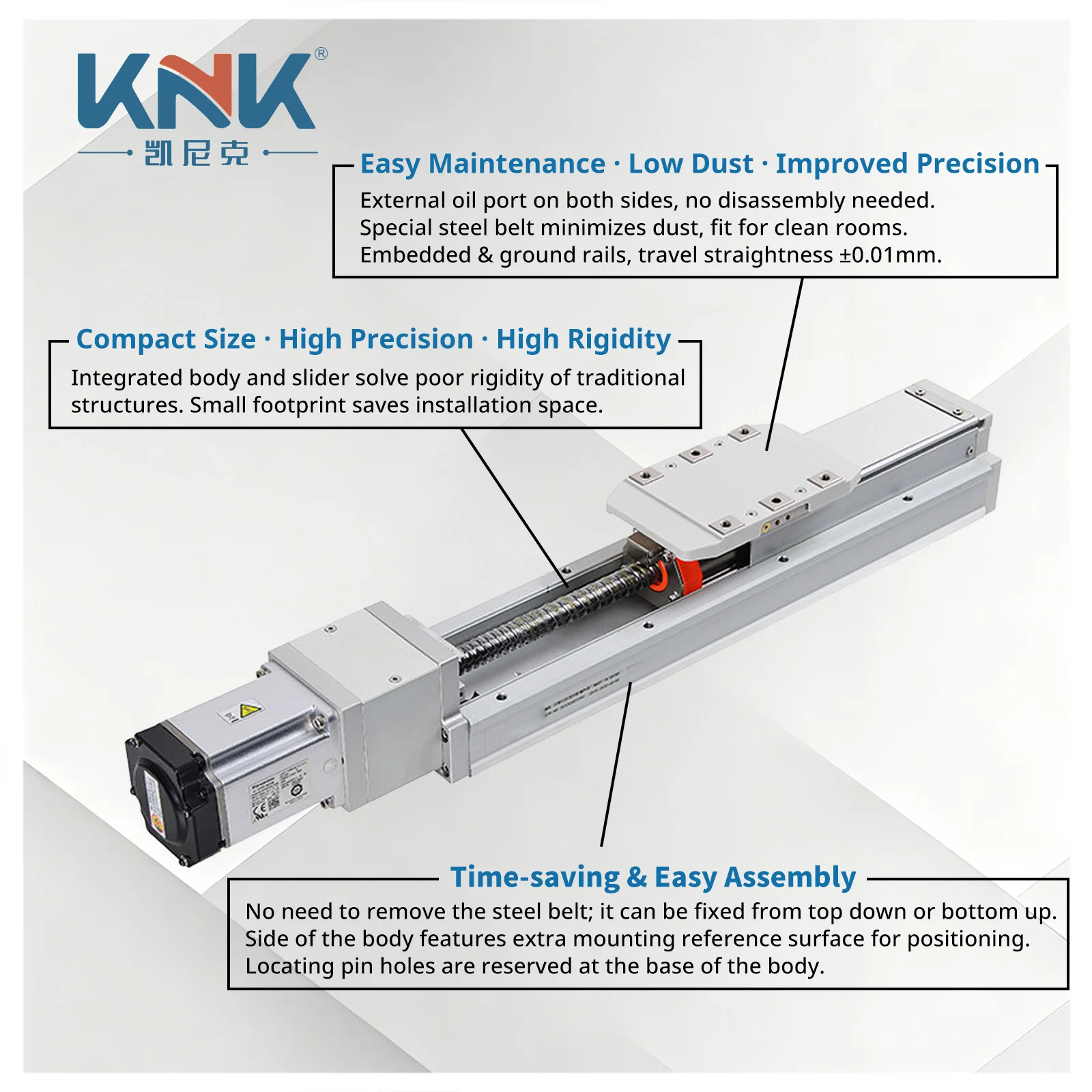KNK KTH Width 40-120mm Dust-proof Actuator Slide Table Built-in Ball Screw Linear Module Linear Motion Stage Stroke 50-1000mm