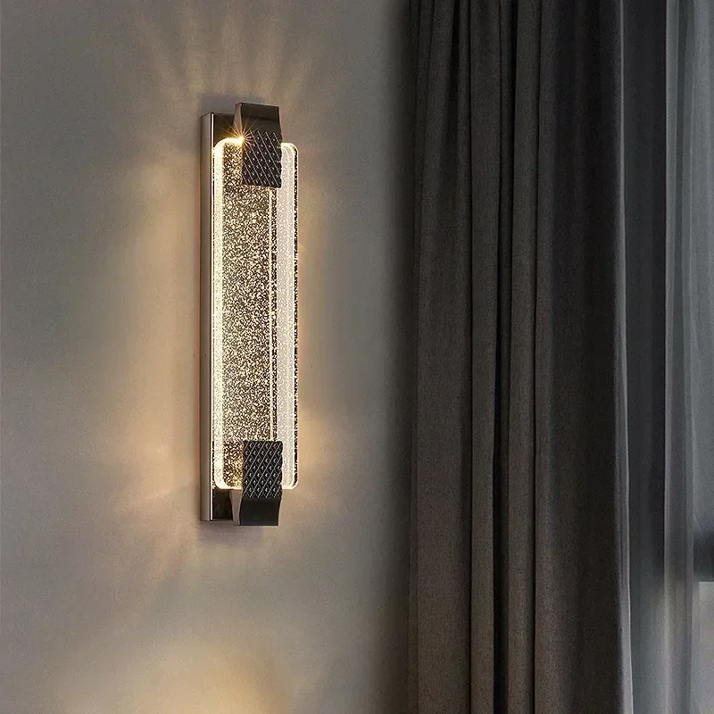 

Simple Modern Hallway Staircase Creative Room Decoration Golden Crystal Lights Luxury Living Room Background Wall Light