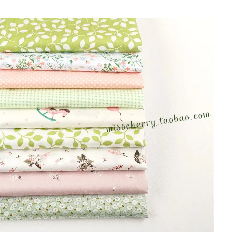 160x50cm Pink Green Flower Trojans Cartoon Floral Dots Plaid Pure Cotton Sewing Fabric  Handmade Doll Clothing Cloth