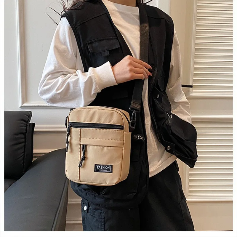 Women Men Canvas Shoulder Crossbody Bags Small Korean Fashion Square Female Messenger Bag for Phone 2024 Unisex Student Handbags