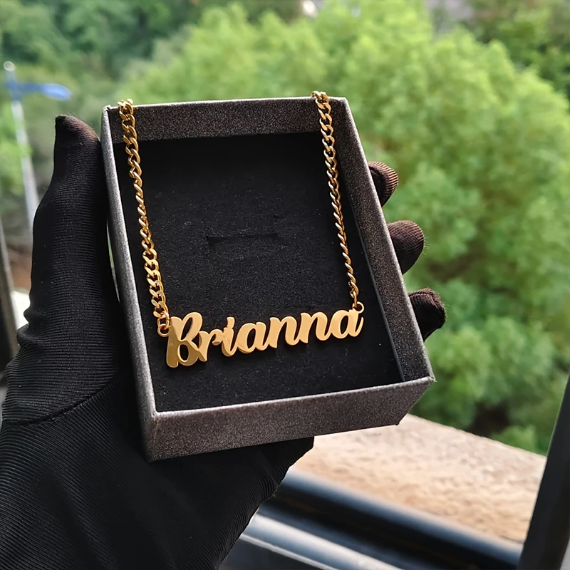 

Индивидуальное золотое ожерелье 18K с именем, модная цепочка в стиле хип-хоп, кубинская цепь с подвеской-плакеткой, подарок для парня