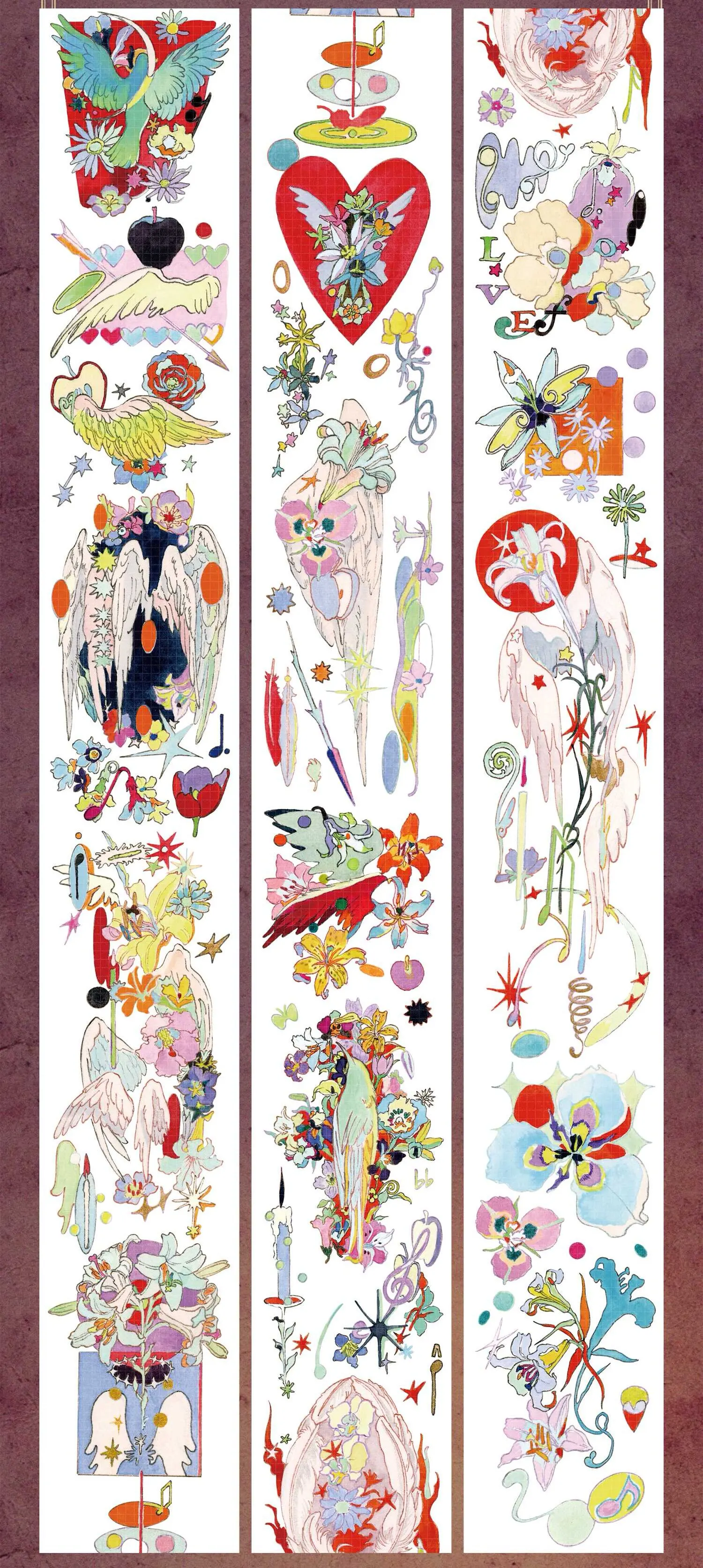 Ninth Channel Washi Tape Burning Feather Condensed Red Spirit Fire Dark Rose Crow Chase Red Night Decorative Sticker