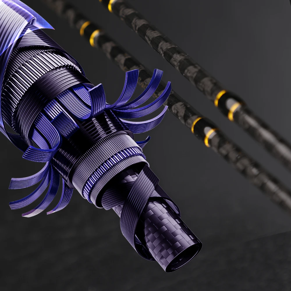 ROLLFISH 1,68/1,8m UL Forellenrute, Carbon Spinn-/Castingrute, Fuji-Ringe, Massivspitze & Holzgriff, Schnelle Aktion – Detail 3