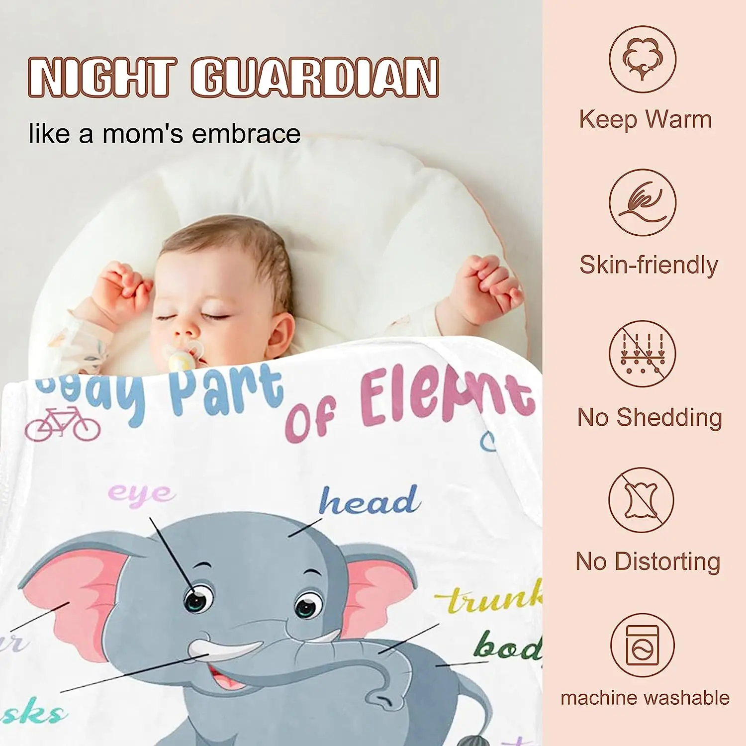 Personalized Elephant Kid Blanket Name Blankets for Boys Girls Baby Women Personalized Throw Blanket with Name Custom