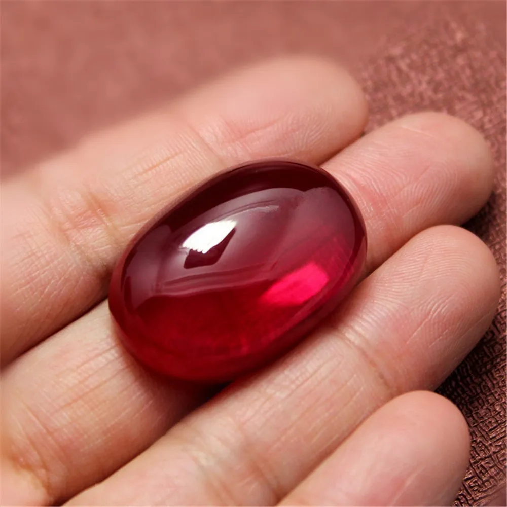 Big Size Egg Shape Blood-red Ruby Smooth Polished Surface Flat Back 2 Sizes to Choose 2