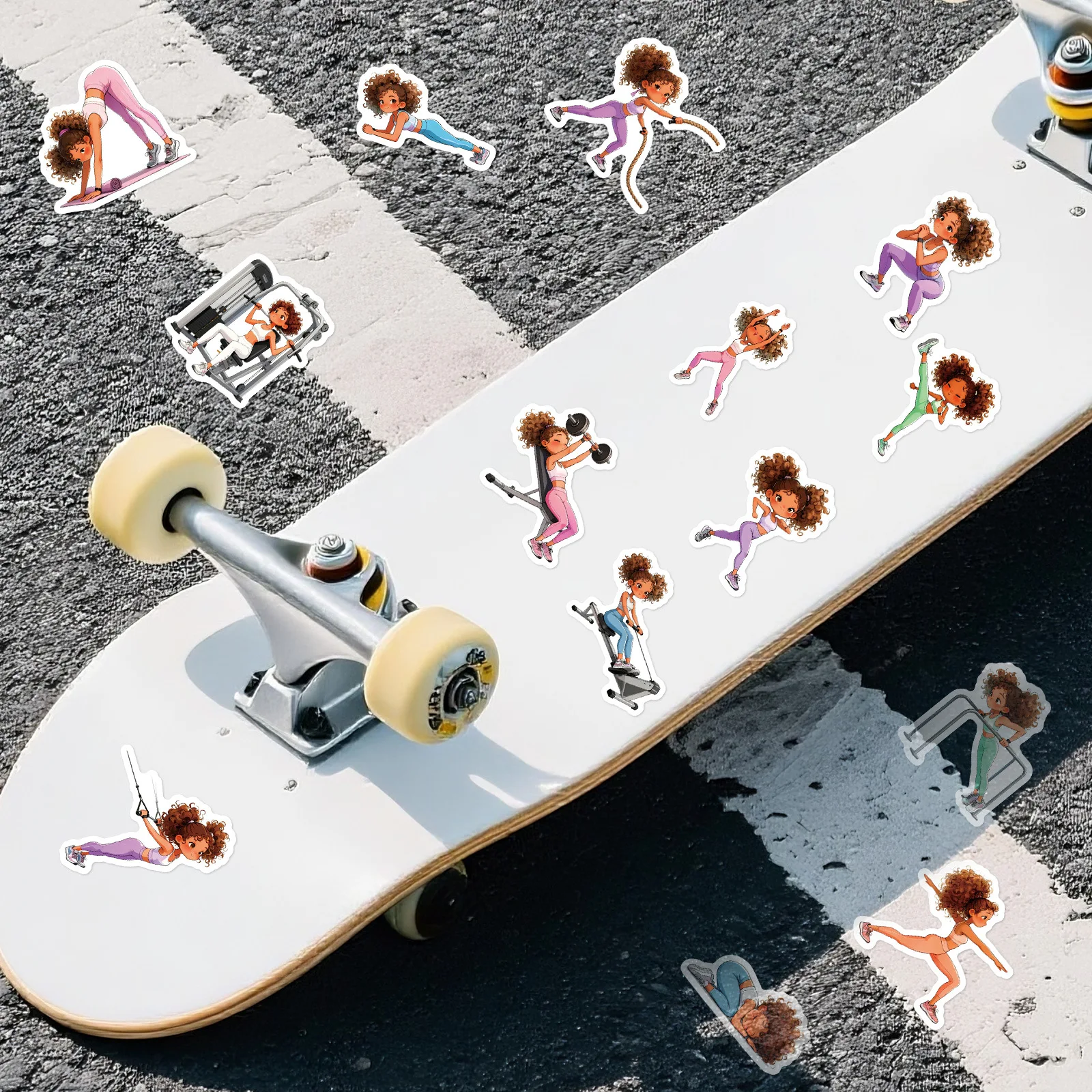 56 個漫画スポーティガールステッカークリエイティブかわいい落書き装飾 DIY ノートブックスーツケースギター冷蔵庫電話デカールおもちゃ