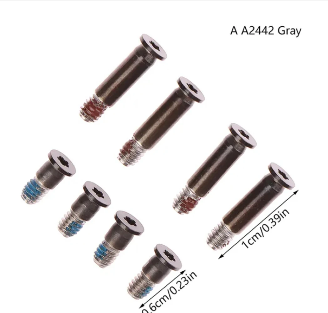 8PCS/set Laptop A2442 A2485 Bottom Case Cover Screw Screws Set Silver Grey For Macbook Pro 14