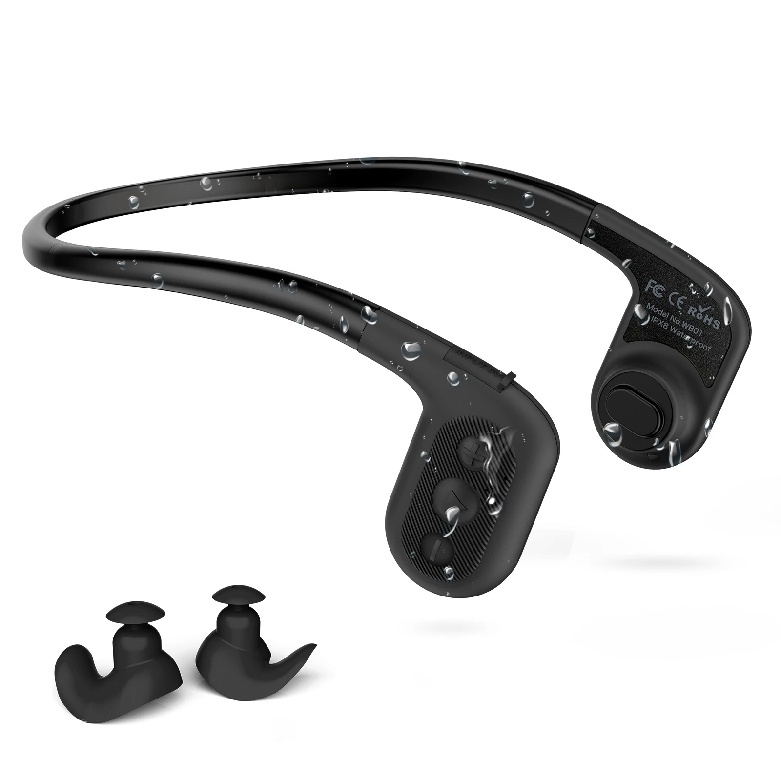 

Swimming Bone Conduction Headphone , Tayogo IPX8 8GB Waterpoof Mp3 Player, Underwater Headsets with FM Radio