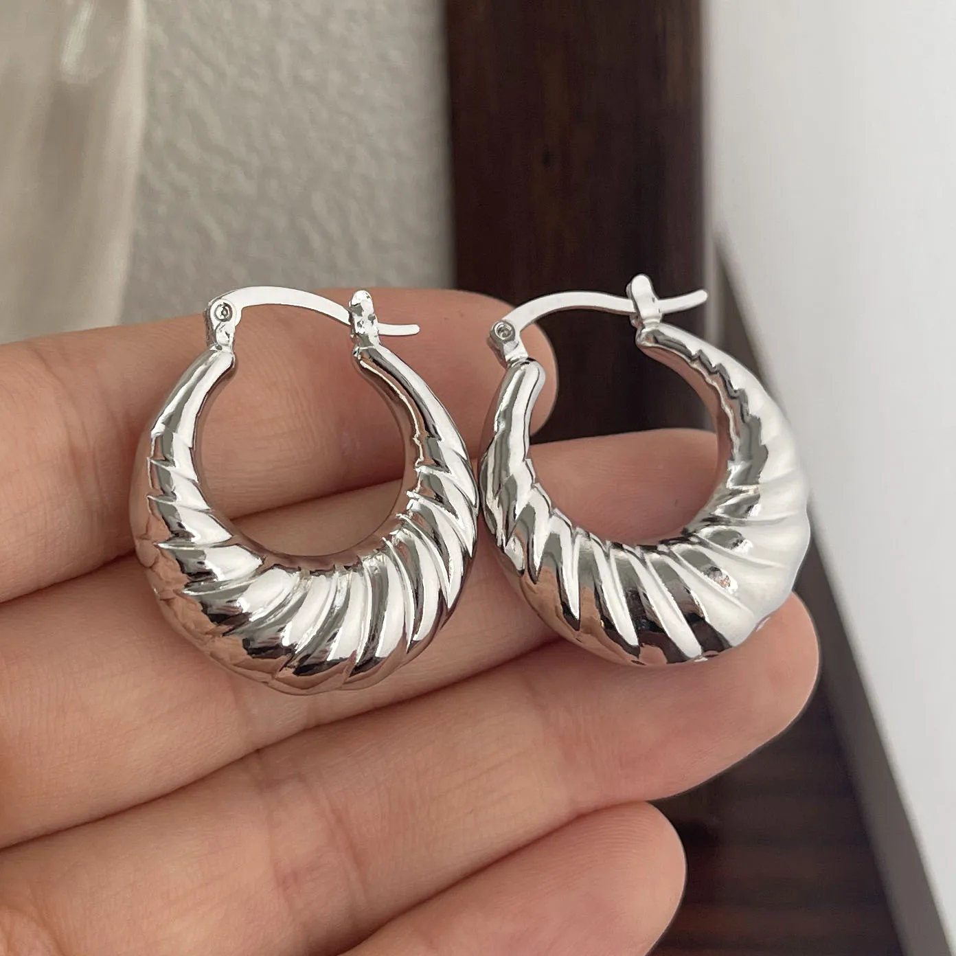 925 Sterling Silver Vintage Earrings For Women Trendy Simple Round Strip Earring Jewelry Prevent Allergy Party Accessories Gift