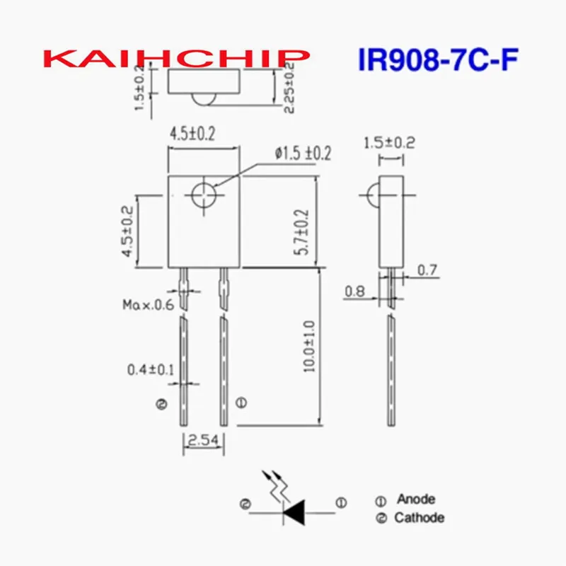 50 шт. ИК-светодиод с боковым эффектом IR908-7C PT908-7B PT908-7C Инфракрасный светодиодный фототранзистор DIP-2 IR908 PT908 PT908 вид сбоку DIP2