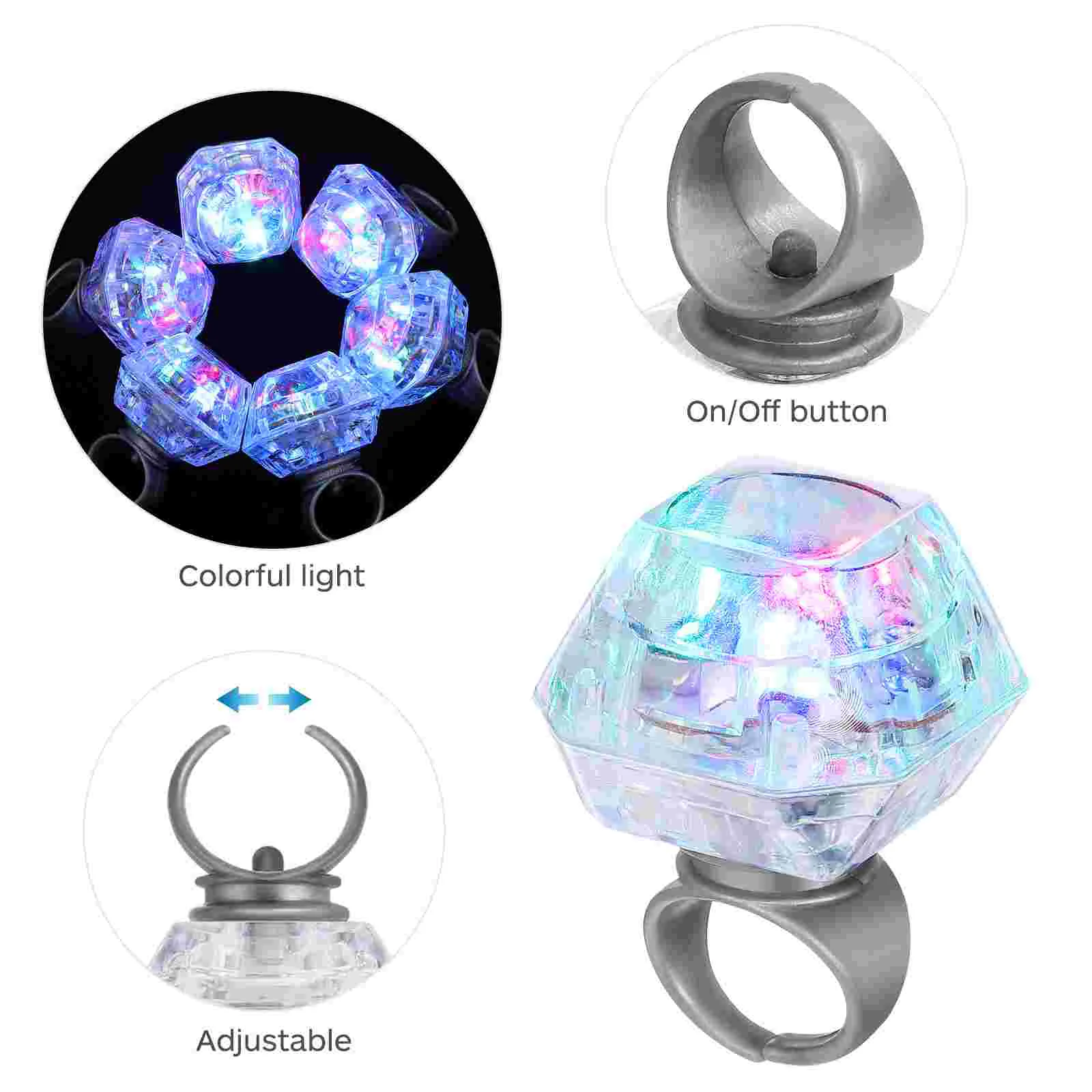 24 Pcs LED Finger Lights Jelly Rings Flashing Gifts for Stocking Stuffers Bulk Bride Toys