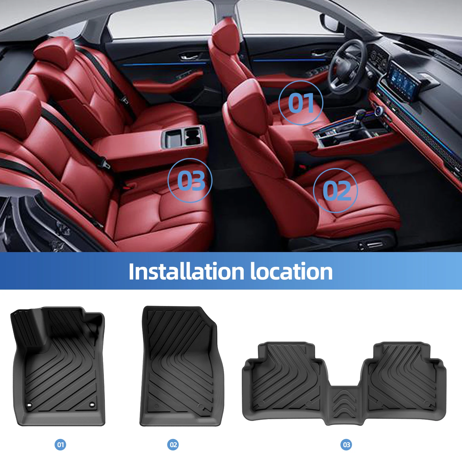 Für Honda Accord 2024 2023 TPE 3D Autofußmatten Kofferraummatte Allwetter Autozubehör (Linkslenker) – Detail 6