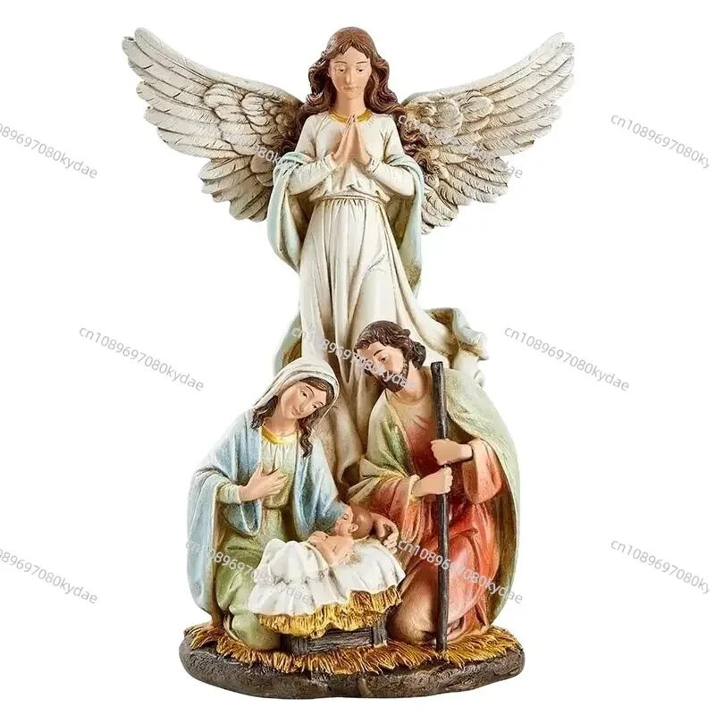 

European Crossover New Easter Manger Decoration Holy Family Angel Figure Christmas Religion Christmas Decoration Resin