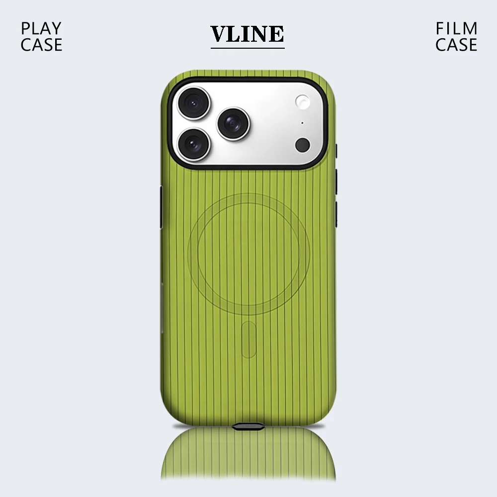 

Bright Green Vertical StripesPhone Case for Magnetic for IPhone 17 16 15 14 13 Pro Max Plus Single Double-layer Tough Case