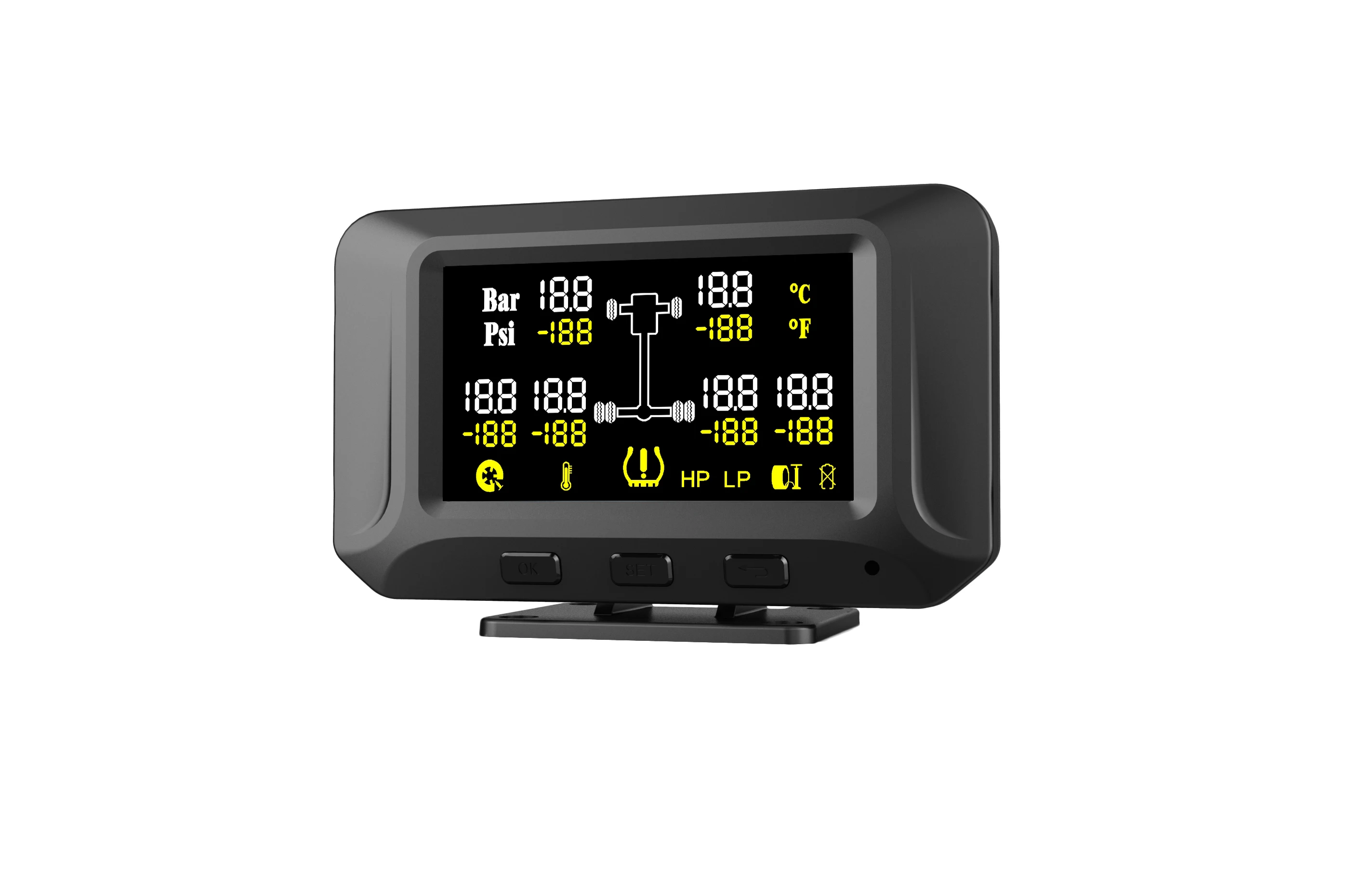 Truck TPMS 6 Wheels simultaneous display Tyre pressure monitoring system Supports 0-18Bar, Internal/external sensors RS232+GPS