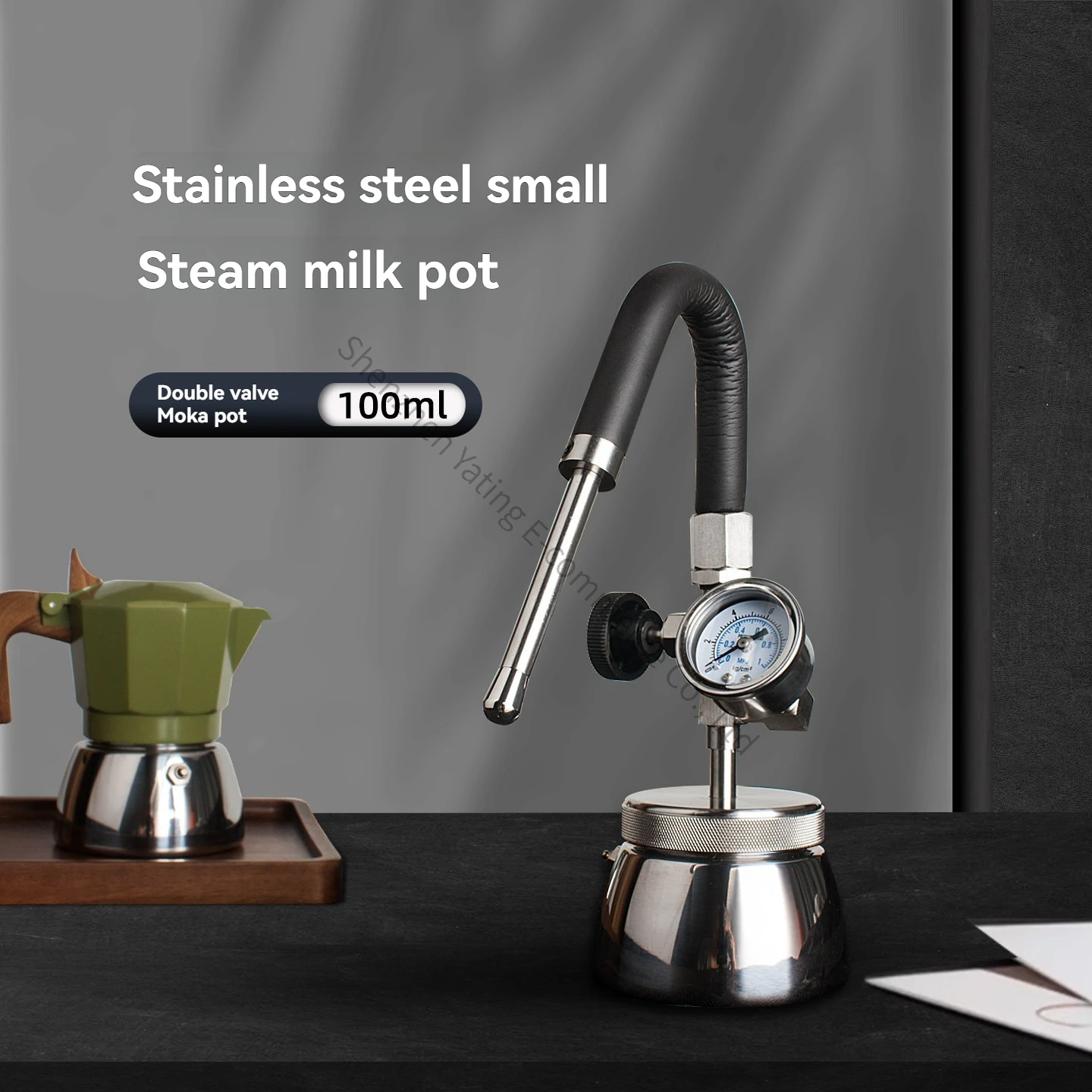 Stainless Steel Small Steam Milk Maker Double Valve Mocha Pot Steam Milk Maker