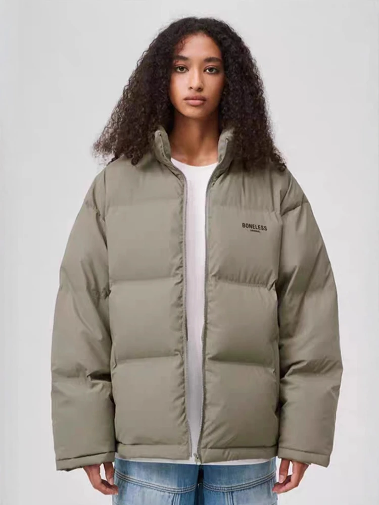 Women Down Jacket Fashion Stand Collar Casual Loose 90% White Duck Puffer Coat Thick Warm Parkas Female Coats Winter 2025 New