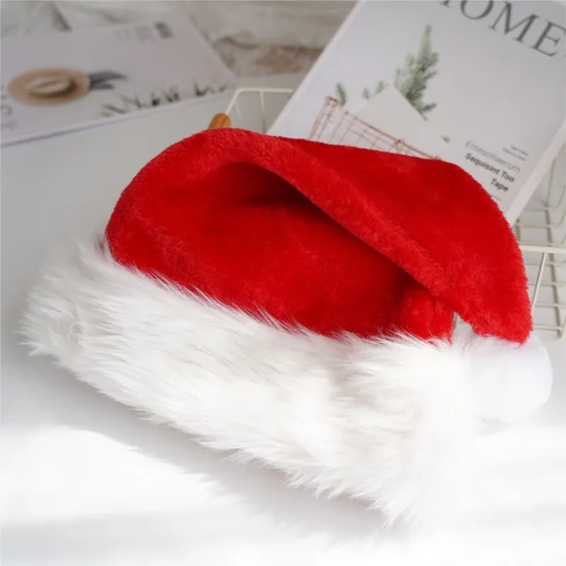 Weihnachtsmannmütze, Weihnachten, lang, Plüsch, Urlaub, roter Hut für Erwachsene, Unisex, 2024, Neujahr, festliches Partyzubehör