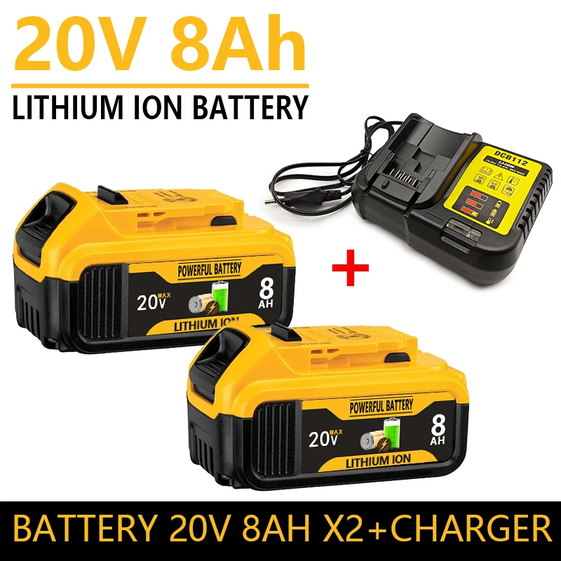 Imagem -06 - Original 18 Volt Max Ferramentas de Poder 18650 Baterias de Lítio 20v para Dewalt 8000mah Dcb200 Bateria Substituível Li-ion Compatível