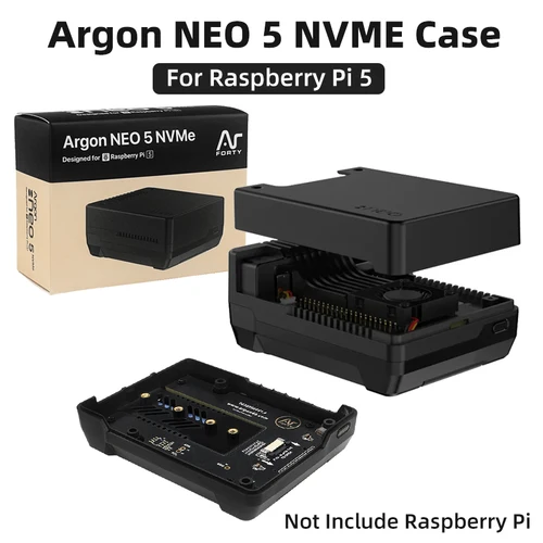 Argon NEO 5 M.2 NVME PCIE carcasa para Raspberry Pi 5 con enfriador activo incorporado ventilador PWM arranque RPI 5 por SSD para Pi5
