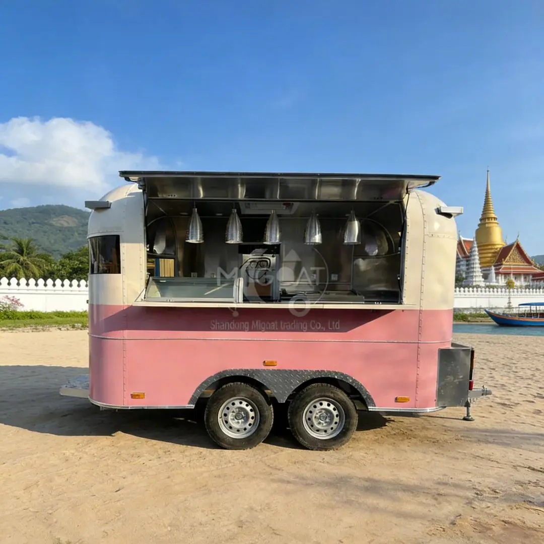 

Mobile Food Trailer for Coffee Dessert & Fast Food with Serving Window And LED Lights