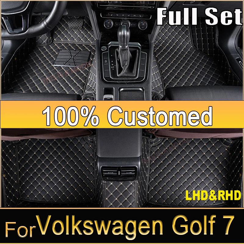 Car Floor Mats For Volkswagen VW Golf 7 7.5 GTE GTD GTI 2012~2020 Carpets Leather Mat Rugs Pad Interior Parts Car Accessories