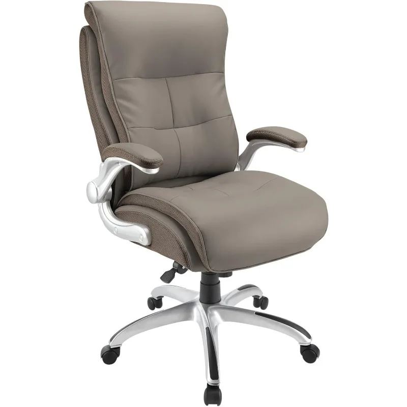 

Leather High-Back Chair, An adjustable design lets you easily configure the height, while the padded arms. Black/Silver