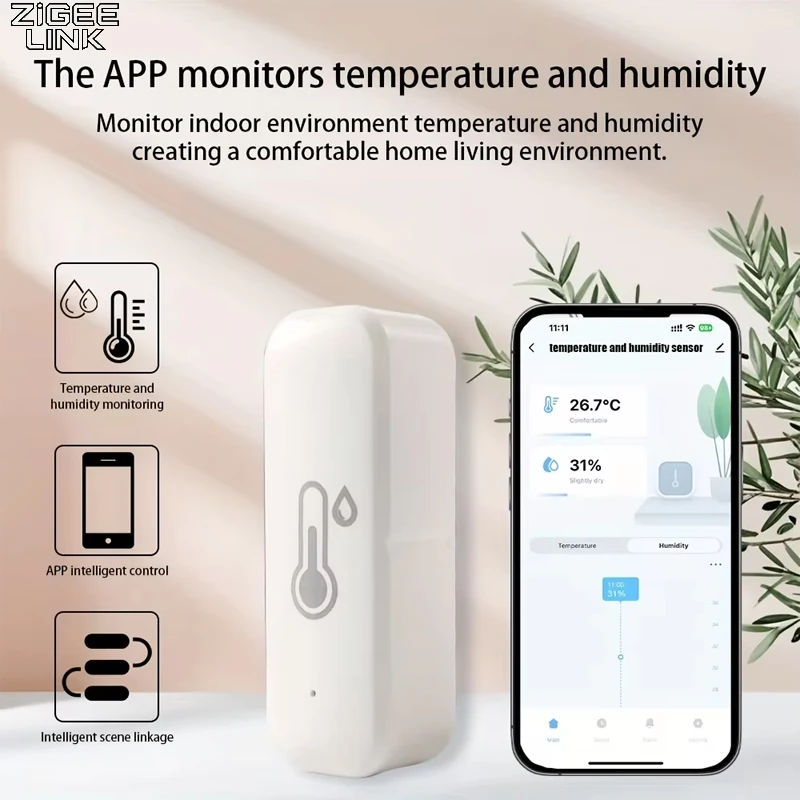 

Умный датчик температуры и влажности Tuya Zigbee, дистанционный гигрометр в реальном времени, автоматизация умного дома, работает со шлюзом