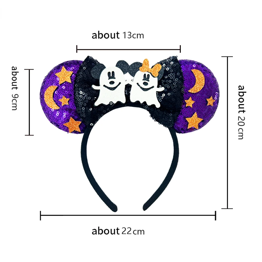 New Mickey Mouse Ears Headbands Women Child Halloween Hair Accessories Lilo Stitch Headband for Girls Kids Sequins Bow Hairband