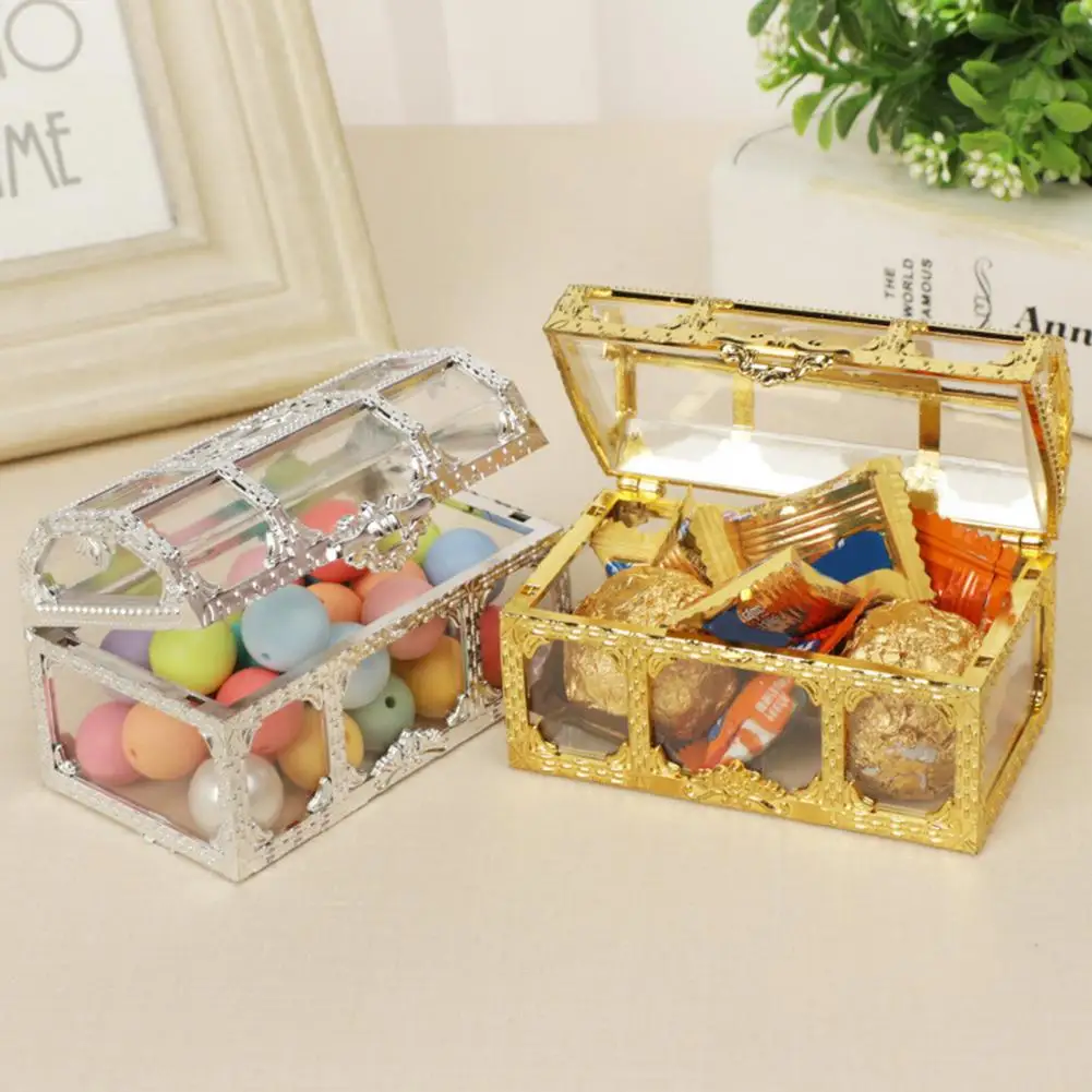 Women Jewelry Display Box Transparent Pirate Treasure Storage Box Earrings Crystal Jewelry Trinket Travel Case Vintage Candy Box