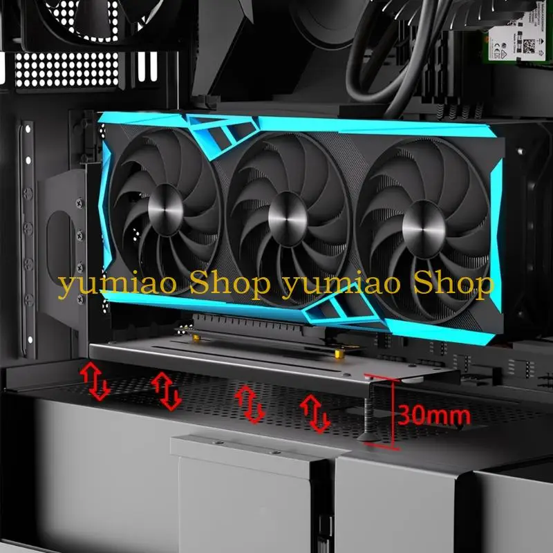 587B 3 Slot Vertical GPU Card Mount Metal Stand Graphics Card Holder Bracket for Professional Use and Cooling