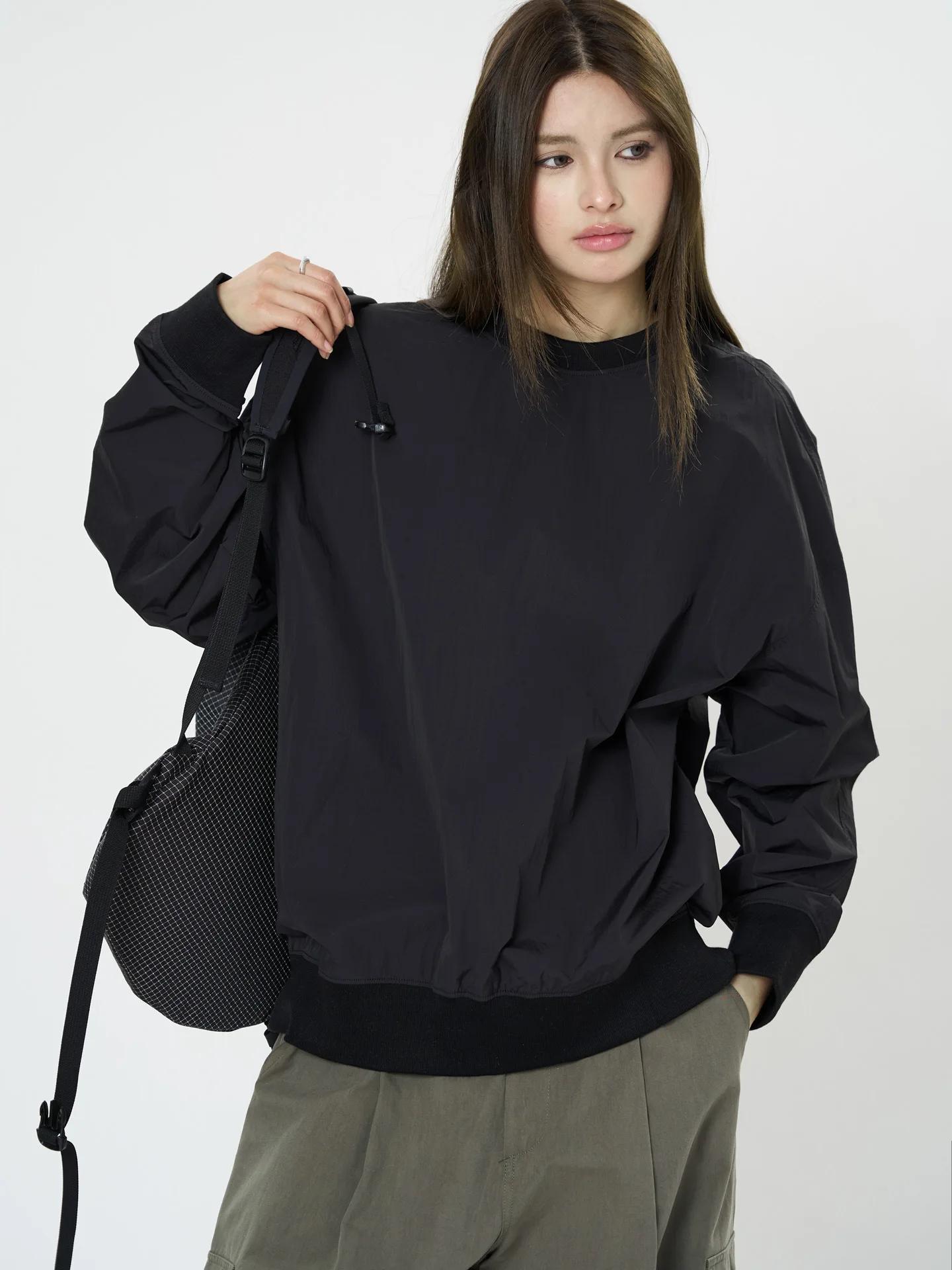 

Spring and Autumn Women's Casual Solid Color Round Neck Long Sleeve Loose Sweatshirt