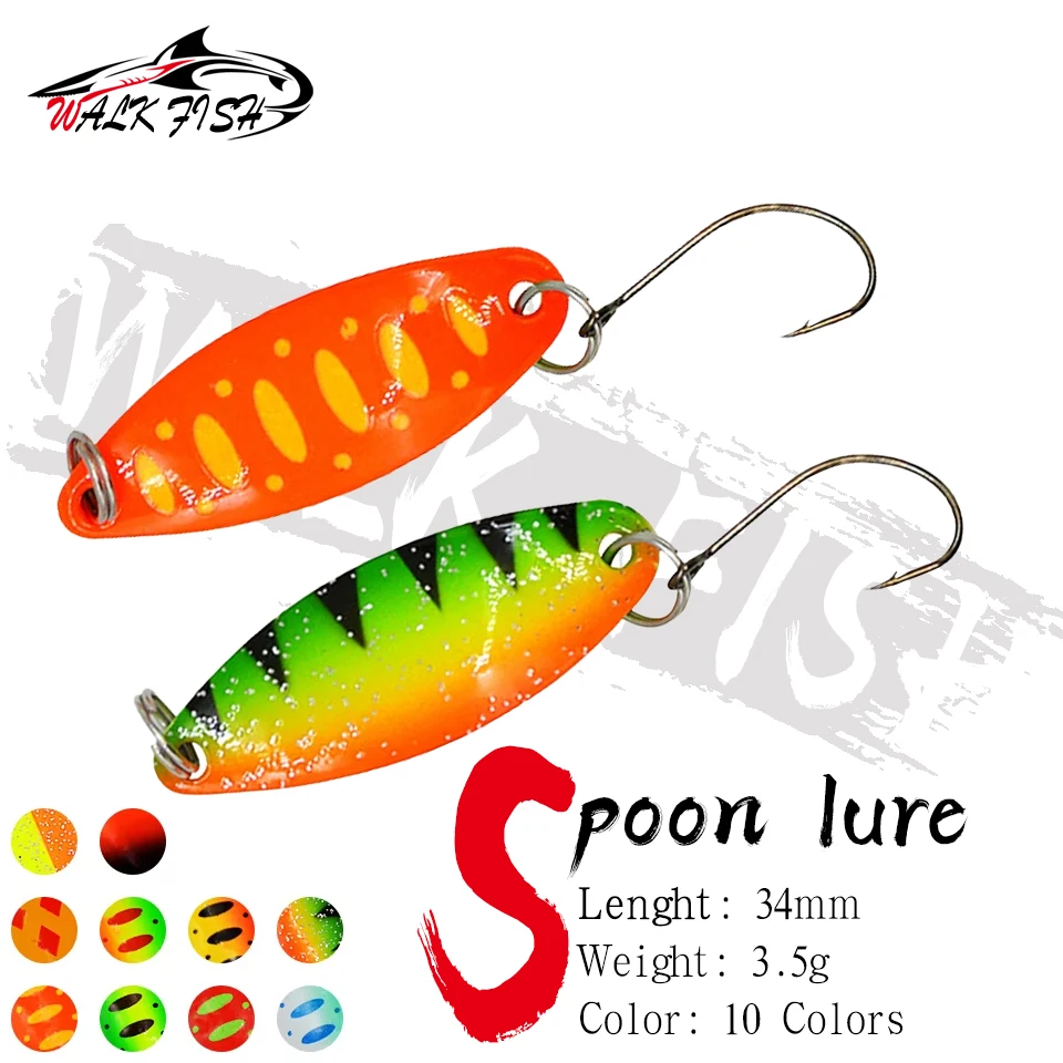 WALK FISH 3,4 cm 3,5 g Löffel Forelle Angelköder Metall Pailletten Spinner Harter Köder Pailletten Lärm Paillette Künstlicher Köder Seebarsch