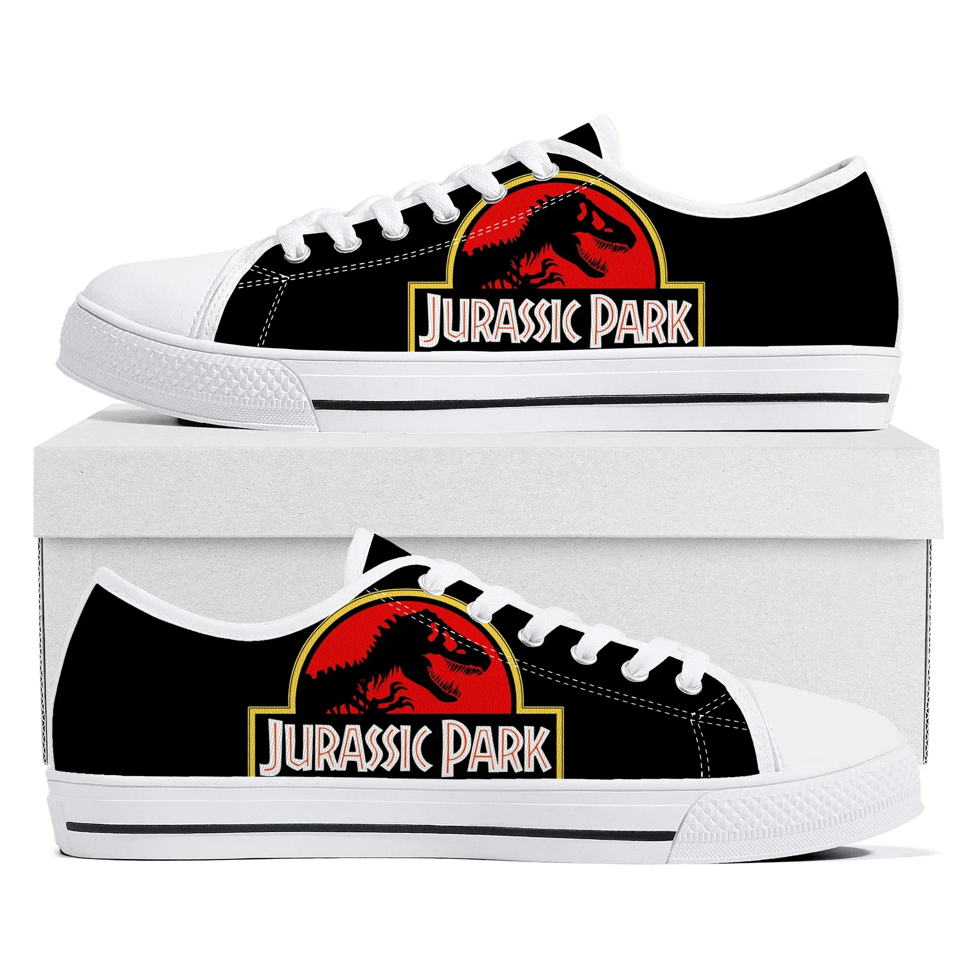 

Dinosaur World Cartoon Jurassic Park Low Top Sneakers High Quality Mens Womens Teenager Canvas Sneaker Couple Shoes Custom Shoe