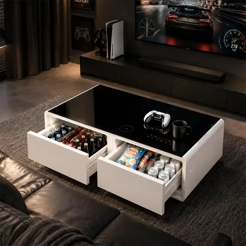 Modern Home Smart Furniture Smart Coffee Table Built-in 93L Refrigerator Freezer USB Ports Wireless Charging Touch Screen
