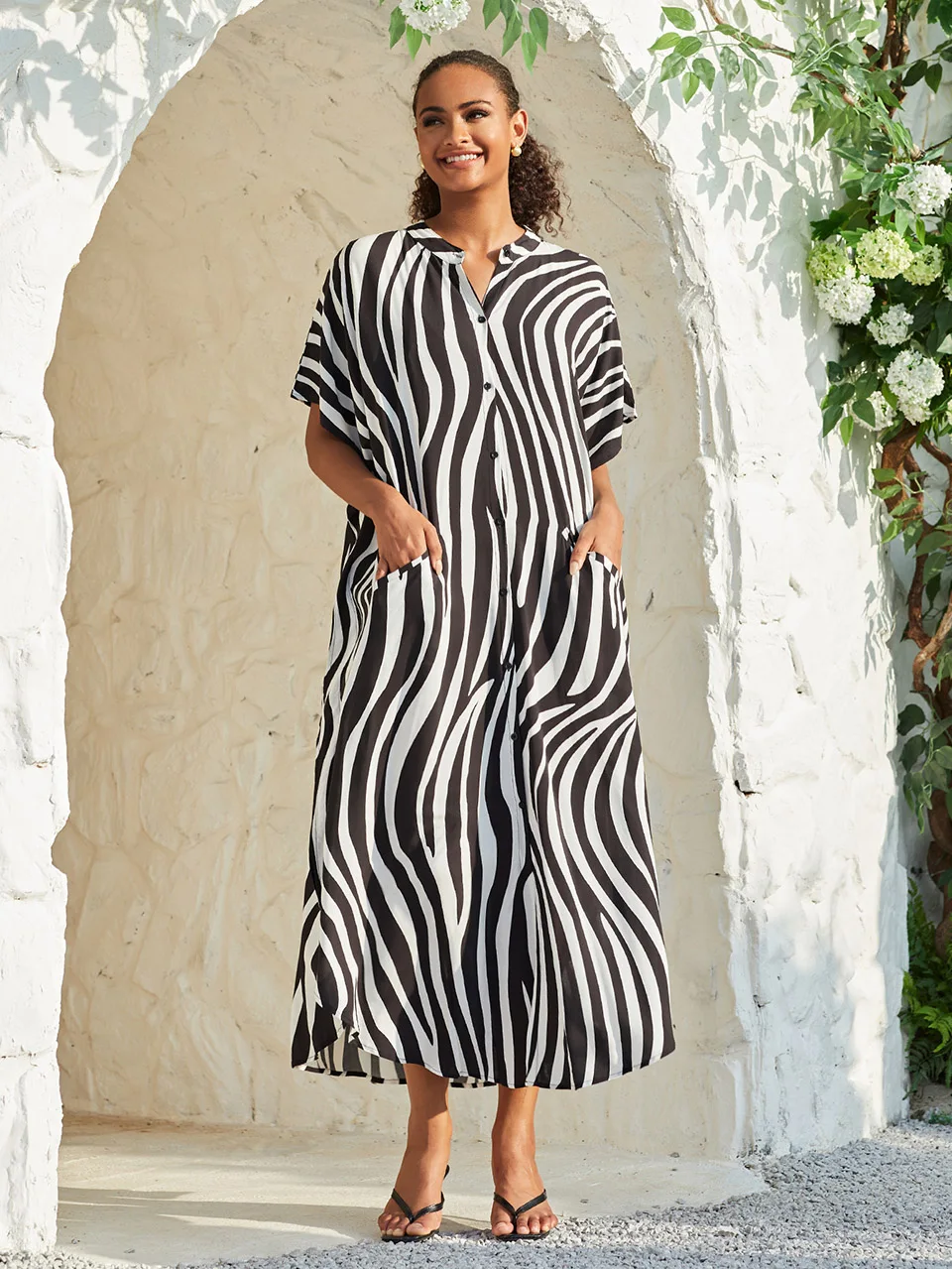 Zebra Print Shirt Beach Dress Swimsuit Cover Up for Women Single-breasted Kaftan 2023 Summer Bathing Suit Cover-ups Blouse Robe