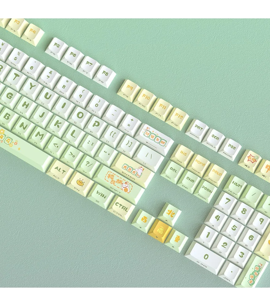 Personalized keycaps spot lucky Fu Meow keycaps hot sublimation original small full set of 125 key PBT custom trend