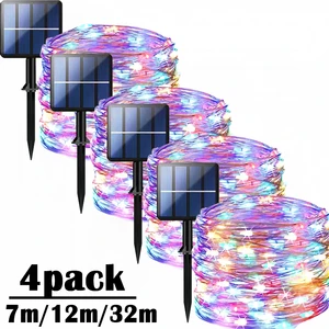 Solar Powered Fairy Lights 7M 12M 22M 32M Outdoor Waterproof LED String Lights 8 Modes for Garden Patio Tree Decor