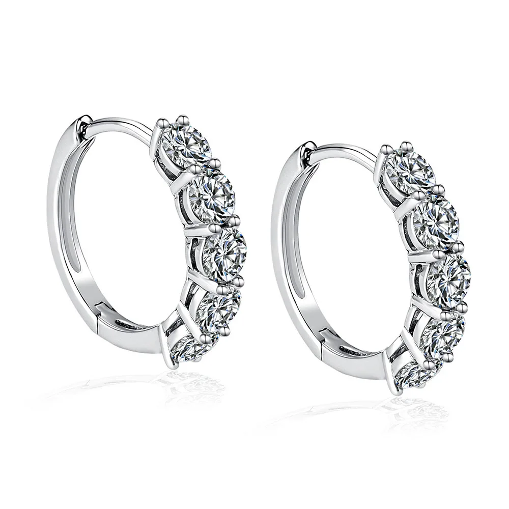 

Apexelle Brand Classic Jewelry Copper Earrings Circular Moissanite Prong Inlay Design Huggie Hoop Earrings Fine Jewelry