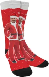 Personalized Custom Face Santa Claus Socks Print Photo Socks for Men Women Print One Size