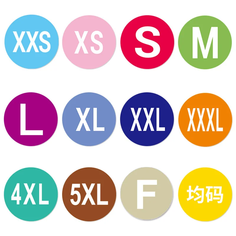 500 Per Roll Colorful Stickers For Clothing Size Labels Clothing Size Model Stickers Hats  Shoes Size Stickers Clothing Stores