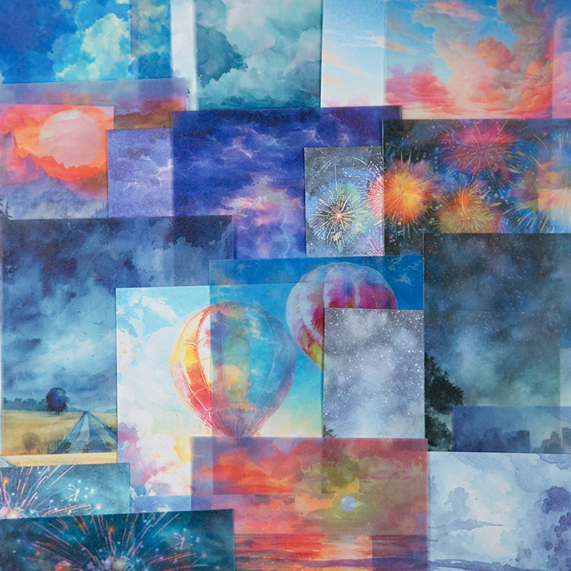 6Style 20Pcs/bag Sky Theme Dual Material Material Paper DIY Handbook Scrapbook Journal Glass Bottle Photo Frame Decoration