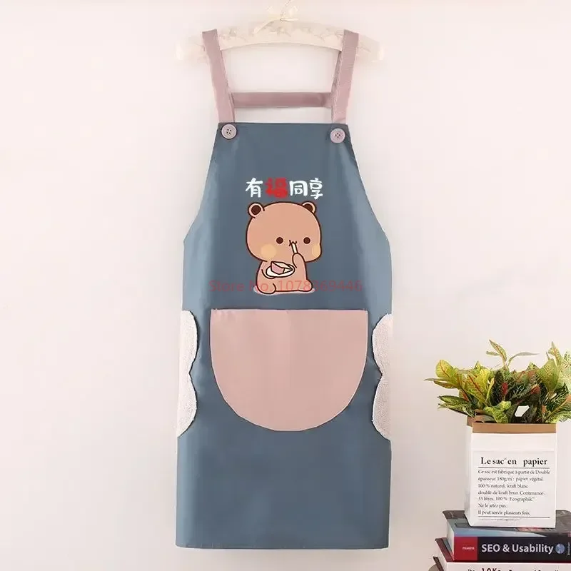 2024 Bubu And Dudu Printing Apron Home Hotel Hotel Kitchen Waterproof Oil Proof Apron Wipeable Hand Apron Kawaii