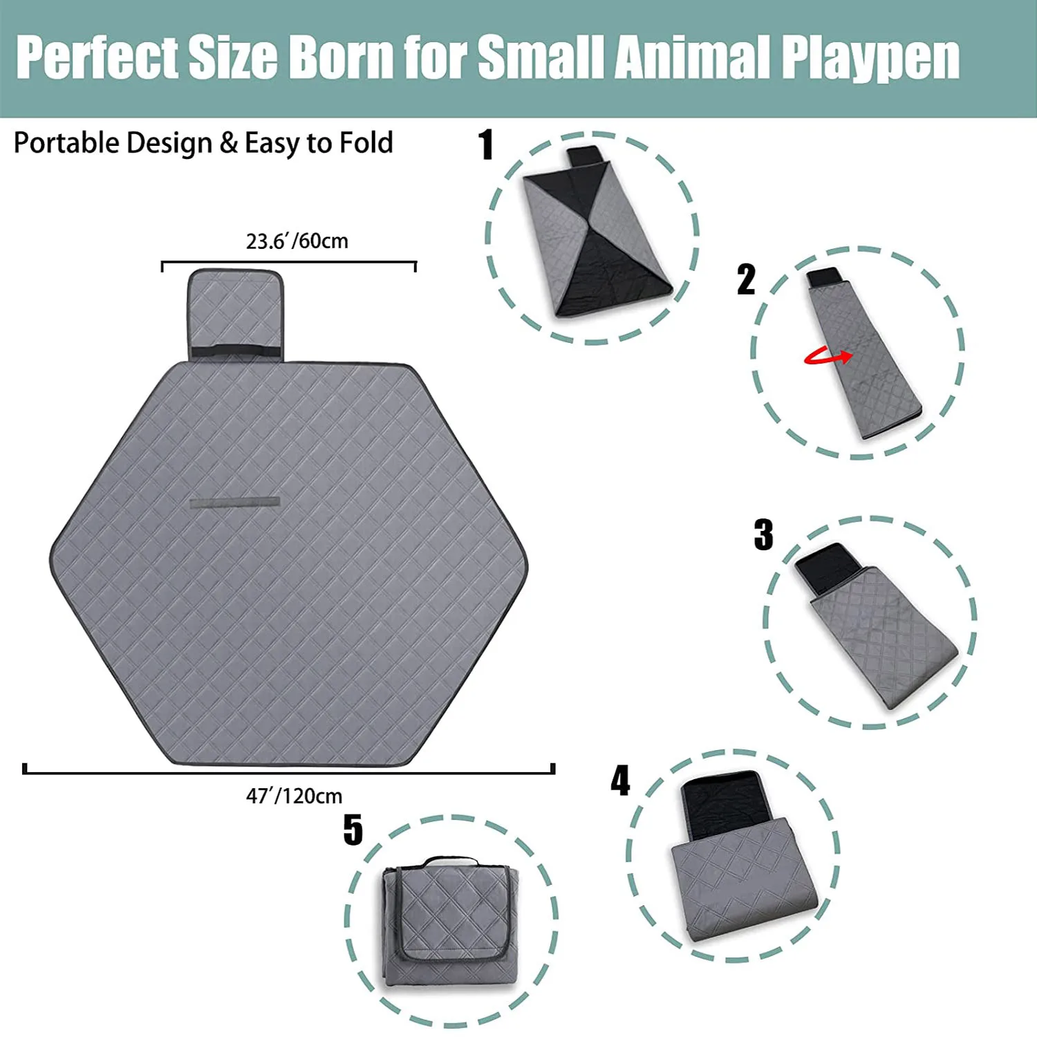 Washable guinea pig pee pads pet pads hexagonal portable foldable hamster cage pads small pet diaper pads 120CM