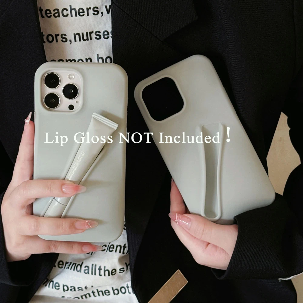 For Samsung Galaxy S24 S23 Ultra Plus Case with Lipgloss Holder Lip Gloss Lipstick Lip Balm 3D Make-Up Silicone A54 14 15 Funda