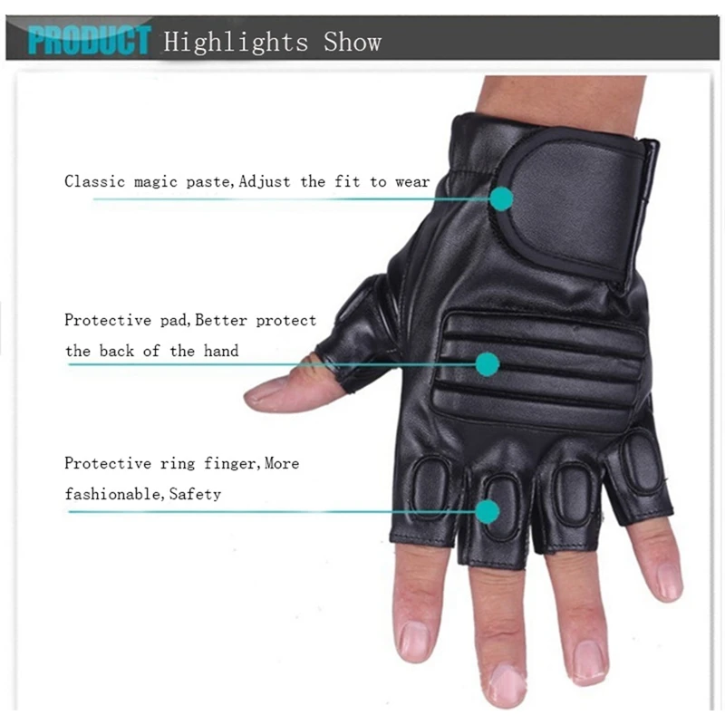 Summer Motorcycle Gloves Half Finger Pu Leather Motorcyclist Gloves ATV MTB Cycling Gloves Anti-fall Palm Guard Moto Moto Verano